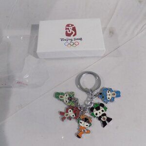 2008 Beijing Olympics Keychain With 5 Fuwa Mascot Charms New